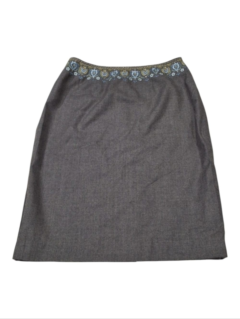 ✨2/$25 Carlisle Etcetera~VTG 90~Wool~Women Officewear~ALine Embroidery Skirt~6